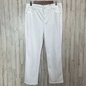 NWT Style Co Straight Leg Jeans Sz 14 Petite Bright White Coastal Boho Stretchy